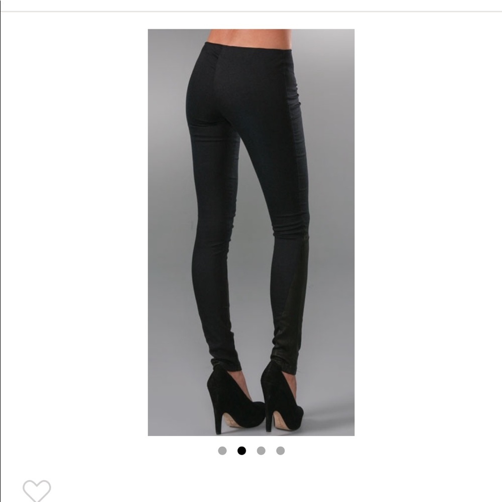 Alice + Olivia Front Zip Denim & Leather Leggings 2 - Picture 6 of 8